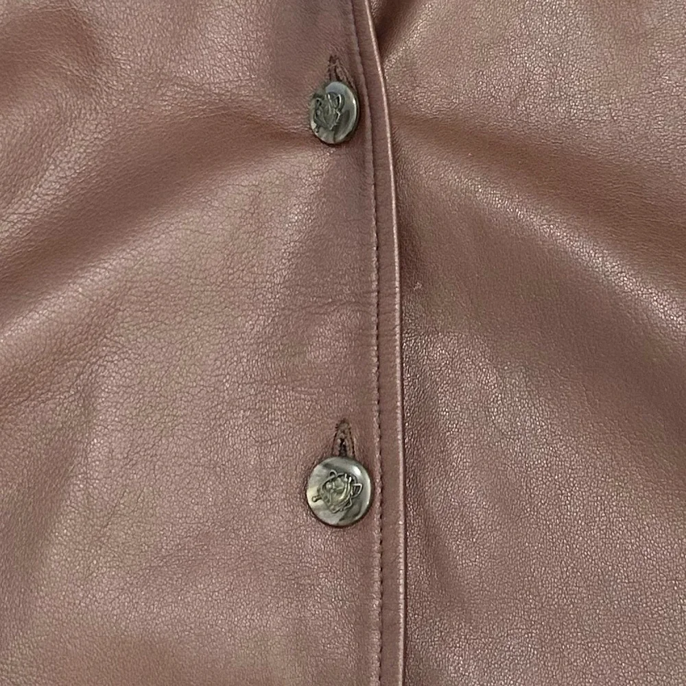 Lauren Ralph Lauren Brown Faux Leather Dark Navy (Black) Knit Cardigan - Picture 12 of 12